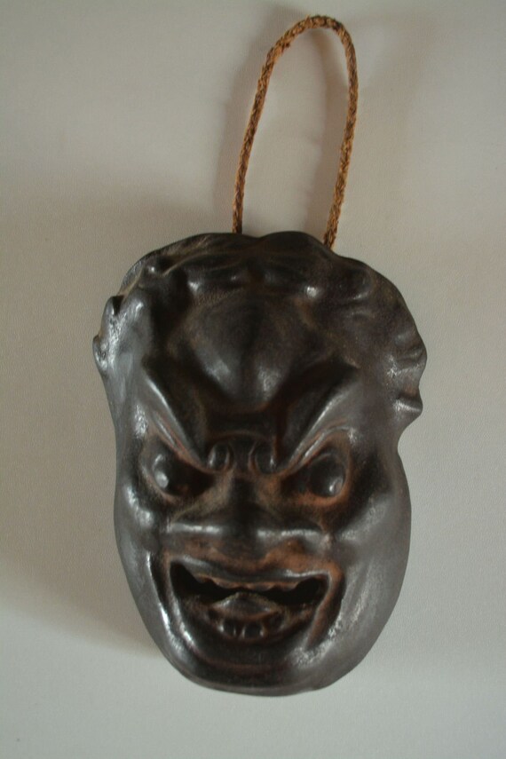 VINTAGE LARGE WOOD CARVED BUDDHA FACE MASK WALL SCULPTURE HOME DECOR ANCIENT #1