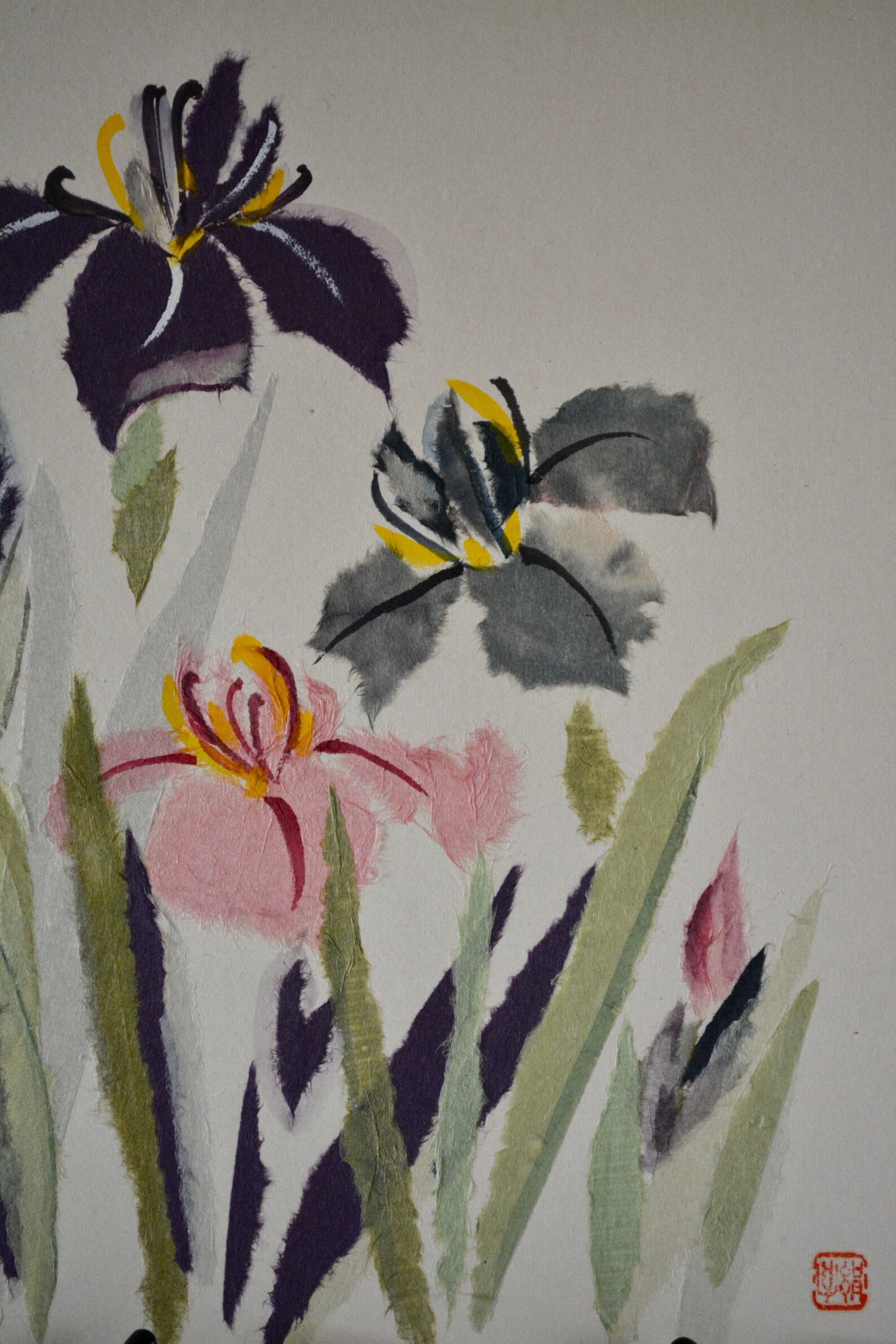 Japanese Chigirie Tornpaper Art on a Shikishi Board Large Etsy