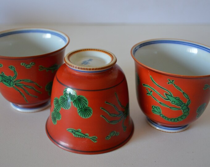 Set of Three Japanese Green Tea Cups Vintage Japanese Ocha Etsy