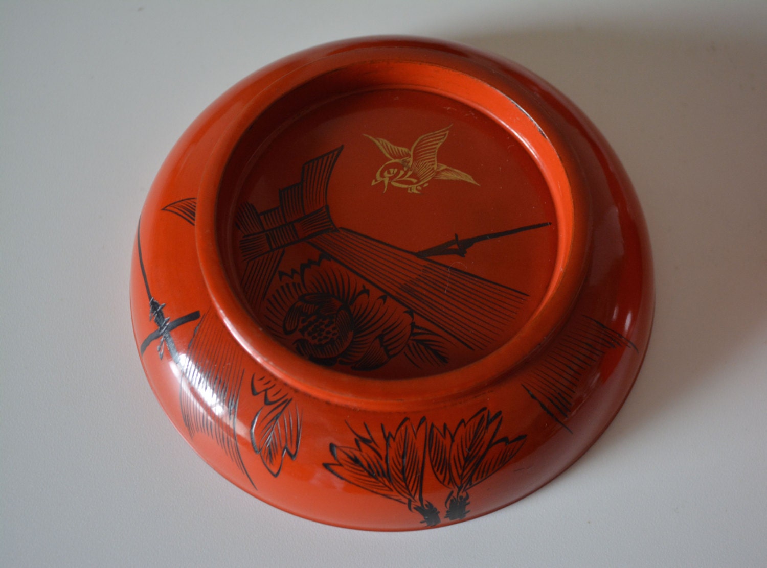 Set of 5 Japanese lacquerware bowls with lids hand painted Etsy