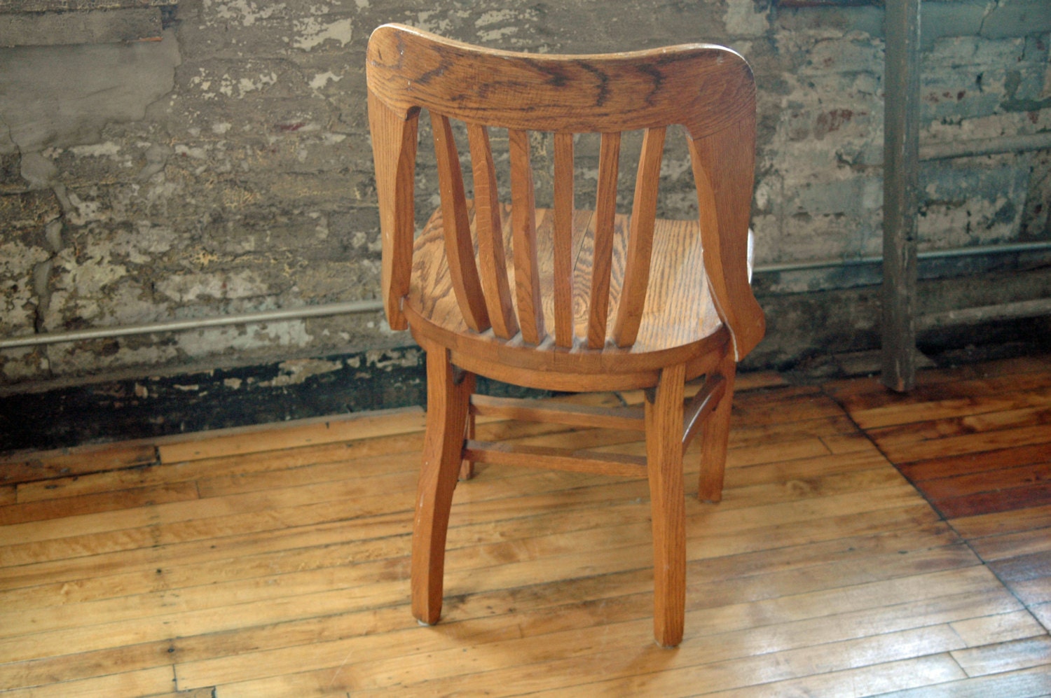 Vintage Wooden Oak Library Chair Bankers Chair Courthouse Etsy