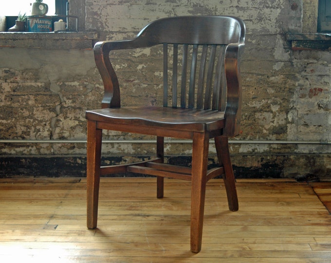 Reserved for Erin Vintage Wooden Juror Chair Courthouse Chair Office