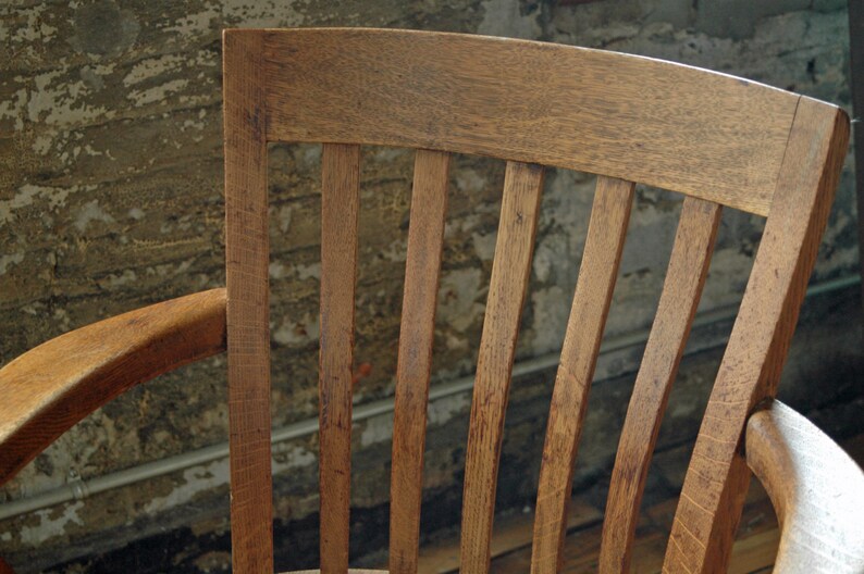 Vintage Wooden Oak Library Chair Bankers Chair Courthouse Etsy