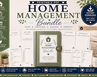 Home Management Planner Bundle | Maintenance, Cleaning, Repair Log (PDF)