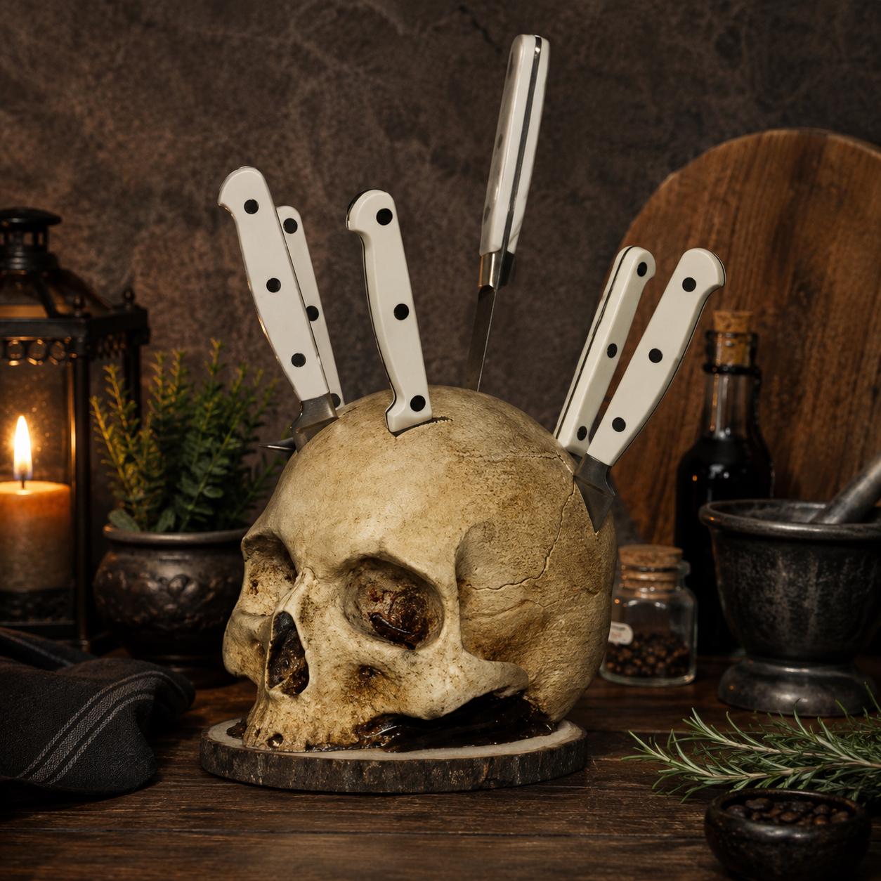 Wood Skull Knife Holder - Etsy