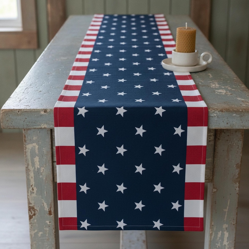 Patriotic Table Topper Patterns Patriotic Table Runner | Stars Stripes Decor | July 4th Dinner Party - Etsy
