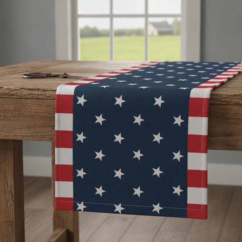 Patriotic Table Topper Patterns Patriotic Table Runner | Stars Stripes Decor | July 4th Dinner Party - Etsy