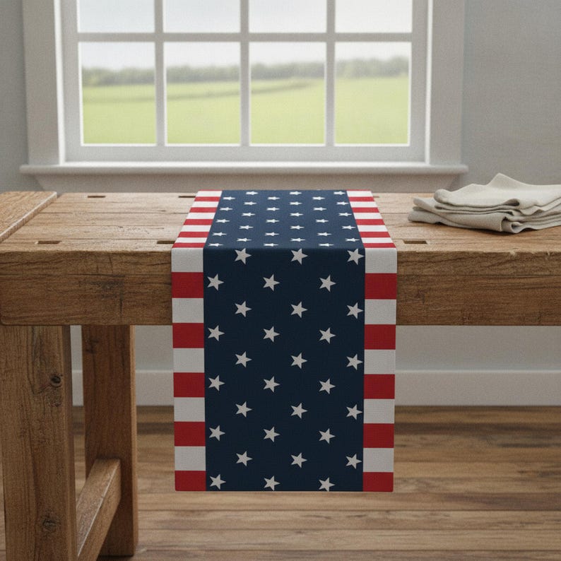 Patriotic Table Topper Patterns Patriotic Table Runner | Stars Stripes Decor | July 4th Dinner Party - Etsy