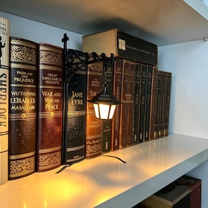 Book Nook Lantern – Mini Bookshelf Accent Lamp, Dreamy Shelf Styling Decor, Adjustable Warm White LED Reading Light