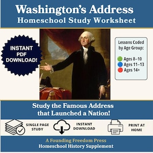 Homeschool Lesson: Washington’s Farewell Address. Early American History Printable Unit Study for America 250 Anniversary