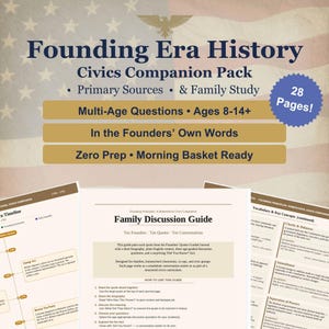 Homeschool Lesson: Civics Companion Printable PDF American History Unit Study Founding Fathers 250th Anniversary