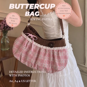 Buttercup Bag Sewing Pattern PDF | Button Purse Pattern | Pleated Bag | DIY Tote Bag Pattern | Sewing Project | Instant Download