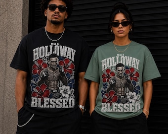 Max Holloway Blessed T-shirt | Floral Fighter UFC Graphic Tee