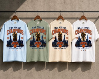 New York Knicks Champions Tee | 2026 NBA Finals Trophy City Skyline, Basketball Shirt