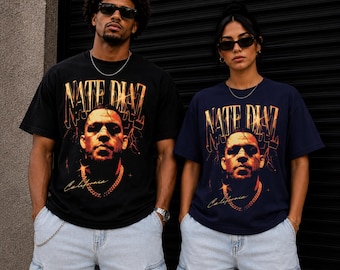 Nate Diaz MMA Portrait T-Shirt | Retro Grunge UFC Fighter Graphic Tee