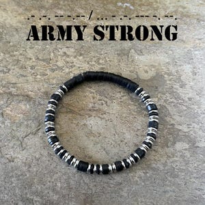 Braccialetto con codice Morse per uomo — ARMY STRONG — Regalo dell'esercito americano — Braccialetto militare con messaggio segreto — Regalo per soldato, figlio, marito, papà, veterano