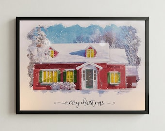 Benutzerdefinierte Aquarell Haus Porträt, Aquarell Haus Malerei, personalisierte Housewarming Geschenk, erste Haus Geschenk, Makler Abschluss Geschenk, Haus Porträt