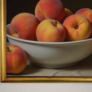 Peaches and White Wine Painting: Vintage Still Life Wall Art (Printable Digital Download) image 3