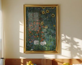 Klimt Farm Garden with Sunflowers: Vintage Botanical Wall Art (Printable Digital Download)