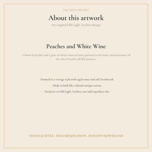 Peaches and White Wine Painting: Vintage Still Life Wall Art (Printable Digital Download) image 10
