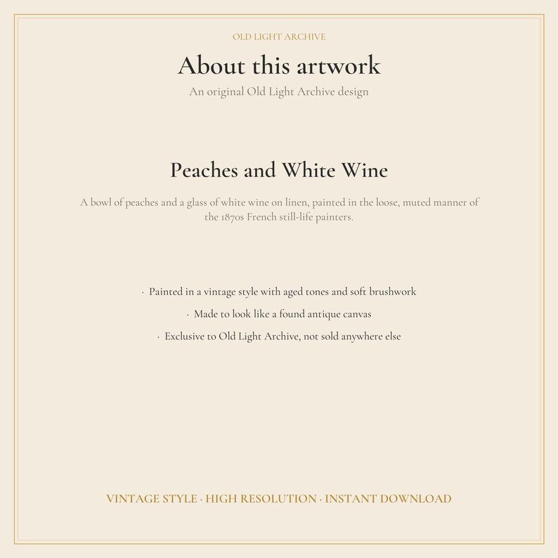 Peaches and White Wine Painting: Vintage Still Life Wall Art (Printable Digital Download) image 10