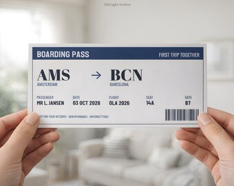 Custom Boarding Pass Print, Personalised First Trip Together or Honeymoon Keepsake, Made Online in a Minute (Digital Download)