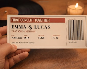 Custom Concert Ticket Print, Personalised First Date or Wedding Ticket Keepsake, Made Online in a Minute (Digital Download)