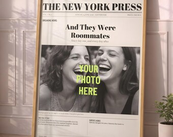 Custom Newspaper Print With Your Photo and Headline, Personalised Newspaper Poster, Best Friend Couple Birthday Gift (Digital Download)