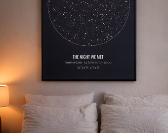 Custom Star Map Print, The Night We Met or The Night You Were Born, Real Night Sky by Date and Place, Made Online (Digital Download)