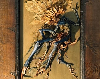 Stranding Relief Sculpture | Limited Edition Wall Art | Hand-Painted Surreal Fantasy Collectible