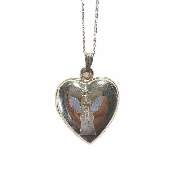 14K Gold Filled Heart-Shaped Angel Locket Necklace