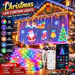 アプリ制御、音楽同期機能、防水仕様のスマートLEDカーテンライト（屋内/屋外兼用）