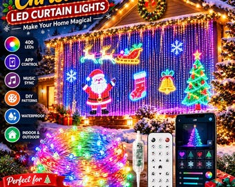 Smart LED Curtain Lights with App Control, Music Sync, Waterproof Indoor/Outdoor