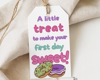 Etiqueta imprimible para el primer día de clases / Bolsa de regalos para el aula, regalo para el profesor (descarga digital)