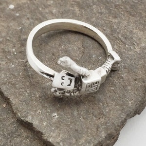 Silver Robot Ring Gift for Robotics Geeks Happy Robot Necklace image 3