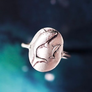 Sterling Silver Whale and Dolphin Ring | Gift for Sea Lovers | Ocean Jewelry | Friendship Ring