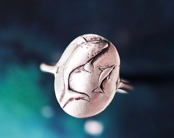 Sterling Silver Whale and Dolphin Ring | Gift for Sea Lovers | Ocean Jewelry | Friendship Ring