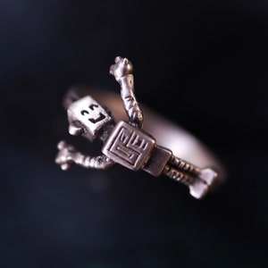 Silver Robot Ring Gift for Robotics Geeks Happy Robot Necklace image 1