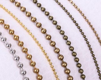 Wholesale 10 Meters 1.2mm/2mm/2.3mm Bead Chain In Brass,Necklace Chain,Ball Chain,Brass Chain,Bead Chain,Jewelry Chain,Pendant Chain, 130