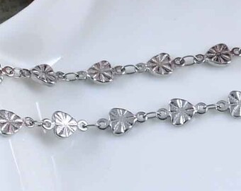 2m Stainless Steel Necklace Chain - 5.5x10mm Bulk Jewelry Making Charm Bracelet Chain- Handmade Chain -Heart ripple Chain-Silver Chain,BU316