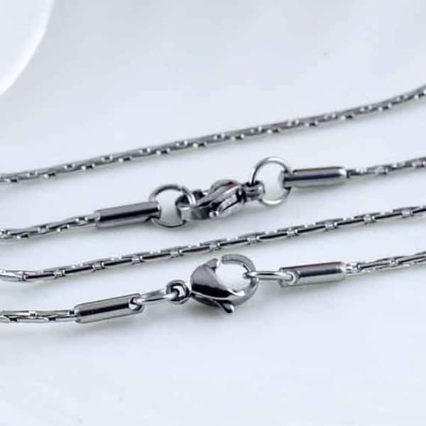 10pcs Stainless Steel Necklace Chain With Lobster Clasp - Finished Necklace Chain- 1.2mm Round Snake Chain -Cable Chain -Jewelry Chain,BU323