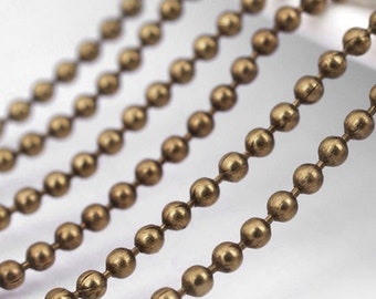 Wholesale 5 Meters 2mm Antique Bronze High Quality Bead Chain In Brass,Necklace Chain,Brass Chain, Ball Chain,Jewelry Chain,Pendant Chain, 6