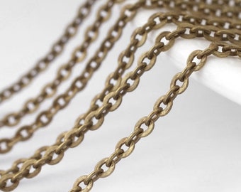 Wholesale 5 Meters 1mm/ 1.5mm/ 2mm/ 2.8mm Antique Bronze Flat O Chain In Brass, Necklace Chain, Brass Chain, Jewelry Chain, Pendant Chain, 1