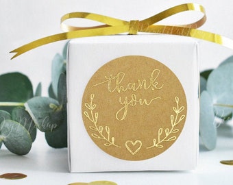 Kraft paper olive branch bronzing thank you sticker Wedding Favor Stickers Labels floral printed wedding stickers Adhesive Label YY-10