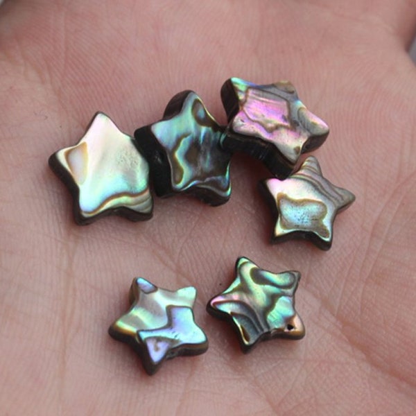 10pcs 10mm/13mm Abalone Shell Star Beads,Paua Shell Pentagram Pendant,Loose Multi Color Shell Beads,Natural Paua Shell Strand,Jewelry Supply