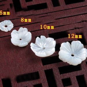 6pcs Mother of Pearl Shell Flower Beads, Natural Mother Of Pearl Beads, MOP Carved Flower Beads,Shell Flower 5 Petals,Jewelry Making,113