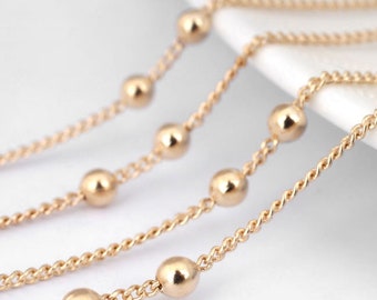 Wholesale 5 Meters 1.2mm KC Gold Bead Chain In Brass,Twist Chain,Necklace Chain, Ball Chain,Jewelry Chain,High Quality Chain, Brass Chain 11