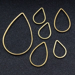 100pcs  Raw Brass Hollow Teardrop Pendants Charms, Raw Brass Earring  Findings, Brass Wire Frame, Geometric Findings, Jewelry Supplies, 132