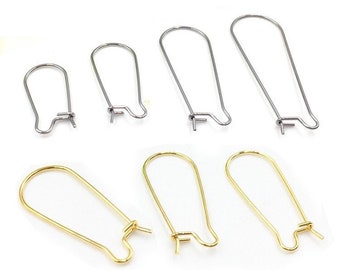 50pcs 316L Stainless Steel Kidney Ear Wires Earrings Hypoallergenic Earrings Ear Hoop Ear Hook, Stainless Steel Kidney Ear Wire BU162