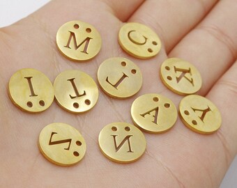 12mm Runde geformt A-Z Alphabet Charme, Edelstahl-Buchstaben-Charms, Stahl englischen Alphabet Anhänger, kleine erste Anhänger, DIY Schmuck Erkenntnisse, T295